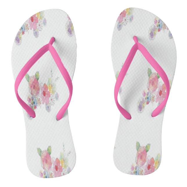 Chinelos pintura floral em branco (Pé da cama)