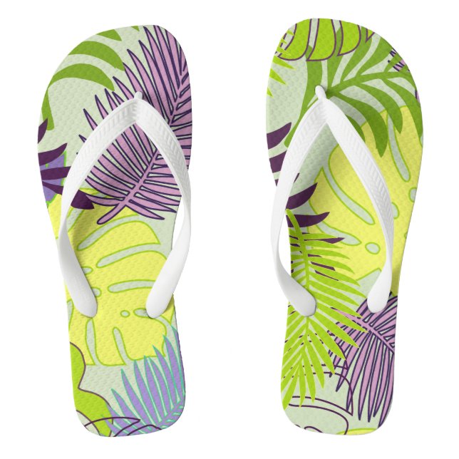Chinelos PixDezines floresta tropical/cor de fundo DIY (Pé da cama)