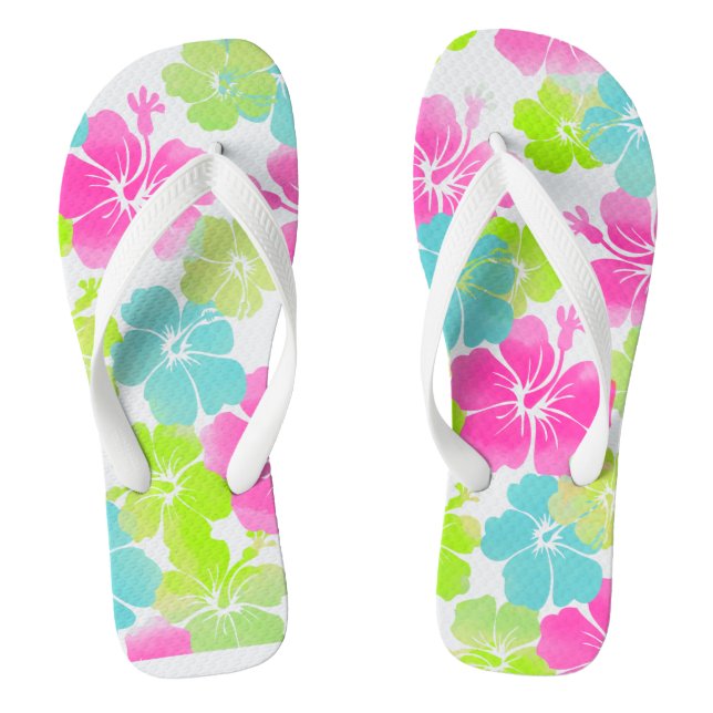 Chinelos PixDezines hibisco/cor de fundo DIY (Pé da cama)
