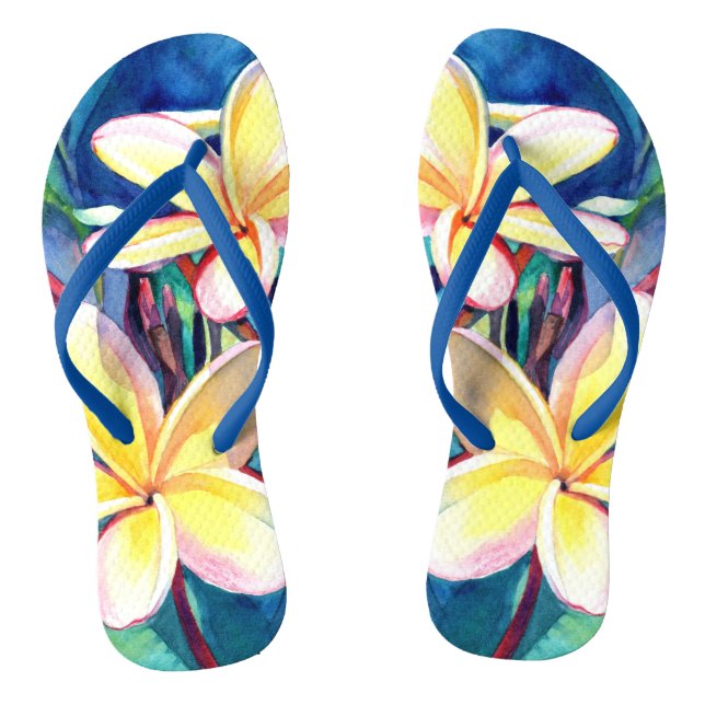 Chinelos Plumeria tropical havaiana (Pé da cama)