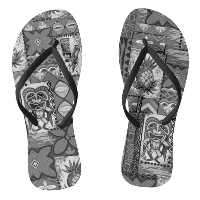 Chinelos Pomaika’i Tiki Havaiana Vintage Tapa (Pé da cama)