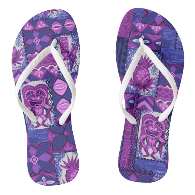 Chinelos Pomaika’i Tiki Havaiana Vintage Tapa (Pé da cama)