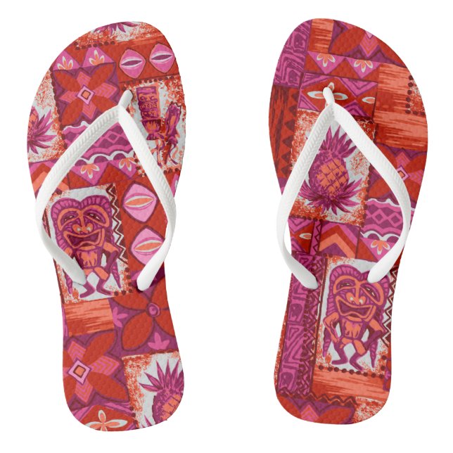 Chinelos Pomaika’i Tiki Havaiian Vintage Tapa (Pé da cama)