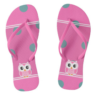 Chinelos Pontos Coloridos da Moda com Coruja Fofa