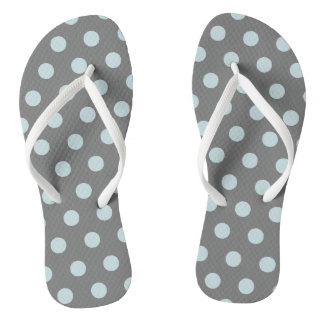 Chinelos Pontos Polka Azul Cinza