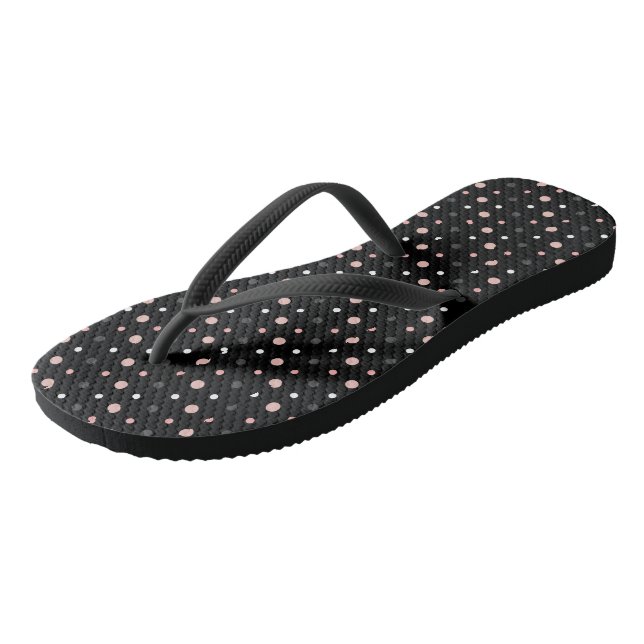 Chinelos Pontos rosa, cinza e preto (Inclinado)