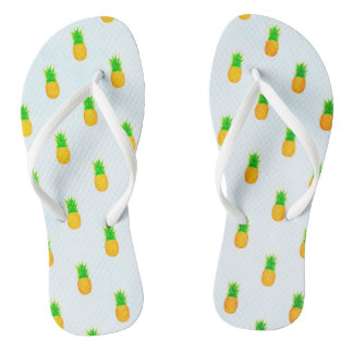 Chinelos Prainha com Estampa de Abacaxi Amarelo Tropical
