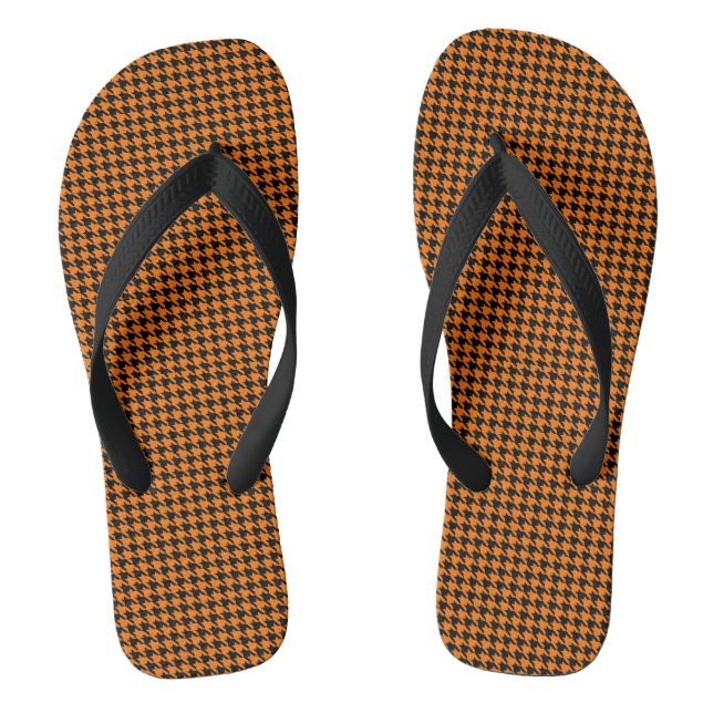 chinelos preto e laranja com padrão houndstooth (Pé da cama)