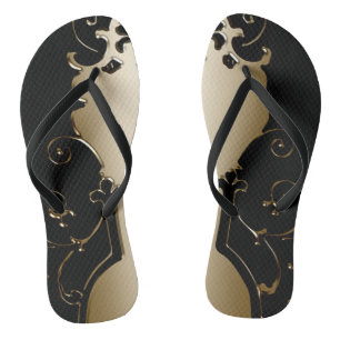 Chinelos Preto e ouro elegante vitoriano