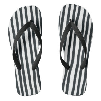 Chinelos Preto e White Strips Vertical