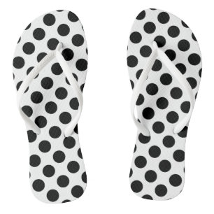 Chinelos Preto em Bolinhas de tamanho grande brancas