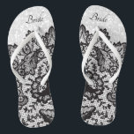 Chinelos Pretos de Lace Floral e Luminosidade Bran<br><div class="desc">Sacudir bonito, Calçados inchados com um lugar floral preto falso em um fundo brilhante branco falso pronto para você personalizar com seu nome ou títulos de festas noivas. ⭐ Este produto é 100% personalizável. *****Clique no BOTÃO PERSONALIZAR para adicionar, excluir, mover, redimensionar, mudar ao redor, girar, etc... qualquer dos gráficos...</div>