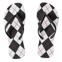 Chinelos Pretos e Brancos Argyle