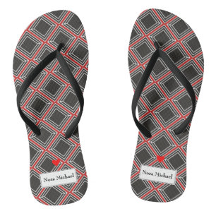 Chinelos Pretos e Vermelhos Personalizados