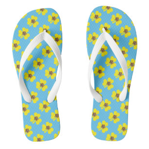 Chinelos Primavera azul e amarelo, trevas amarelas
