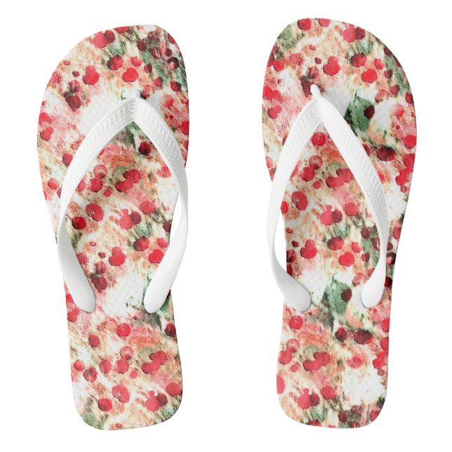 Chinelos Punk Rock Sujo de Bolinhas Vermelho Rosa (Pé da cama)