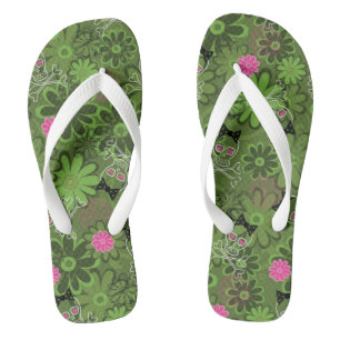 Chinelos Rapariga Punk Skulls no fundo da Camo Flor