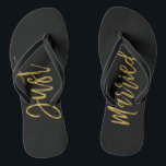 Chinelos recem casados Gold Foil Brit<br><div class="desc">Recem casados Faux Gold Foil Typografia Bride Beach ou Destination WedChinelos</div>