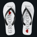 Chinelos Red Heart Groom<br><div class="desc">Diversão, chinelos de casamento personalizados</div>