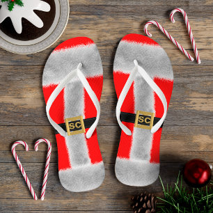 Chinelos Red Mrs Papais noeis Suit Mongram Natal engraçado