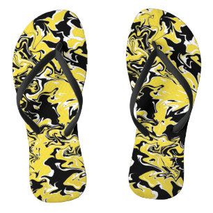 Chinelos Redemoinhos de Preto, Branco e Amarelo
