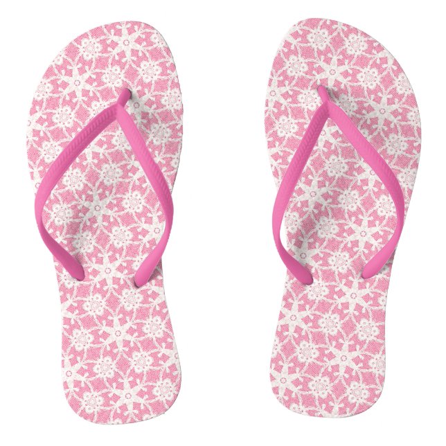 Chinelos Renda antiga - branca e rosa (Pé da cama)