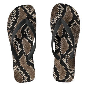Chinelos Reticulados De Pele-Cobra De Python Faux