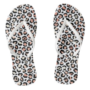 Chinelos Rosa Chic Estampa de Leopardo em Dourado