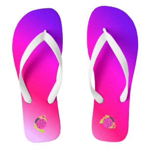 Chinelos Rosa e Roxo Com Joaninhas