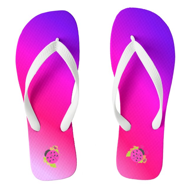 Chinelos Rosa e Roxo Com Joaninhas (Pé da cama)