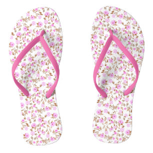 Chinelos Rosa Floral Modernos Elegante