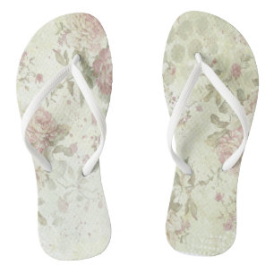 Chinelos Rosa Floral Shabby Chic