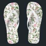 Chinelos Rosas Rosa - Vintage Watercolor Floral<br><div class="desc">Rosas rosas rosas e rosas de chá rosas num fundo branco de latência rosa com muito verde para torná-lo pop. Um vintage inspirou design floral.</div>
