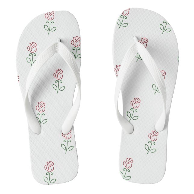 Chinelos Rosas Vermelhas, Padrão de Rosas, Flores (Pé da cama)