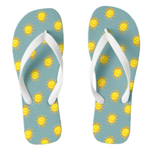 Chinelos Rosto Feliz Caprichoso Sol Azul Aqua Verde