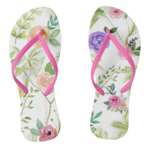 Chinelos Roxo Pêssego Floral Verde