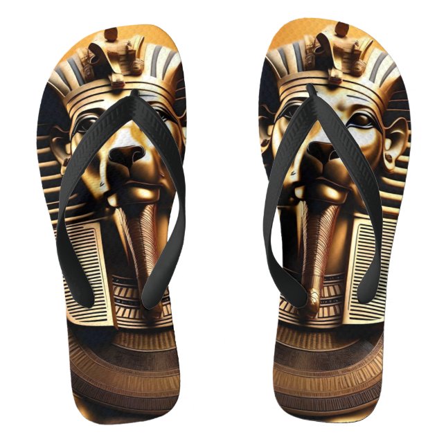 Chinelos **"Rugido Real: O Leão Faraó Dourado"** (Pé da cama)