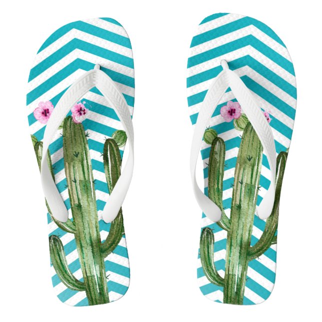 Chinelos Sandais Flipflop Personalizadas Boho Cactos Cactus (Pé da cama)