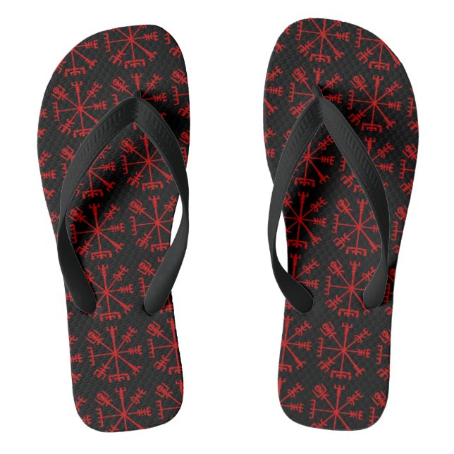 Chinelos Sangue Red Vegvísir (Viking Compass) (Pé da cama)
