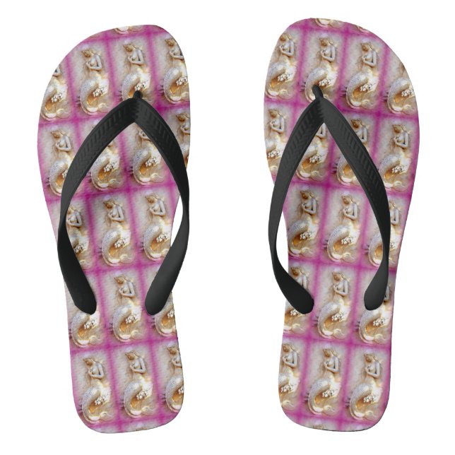 Chinelos sereia cor-de-rosa (Pé da cama)