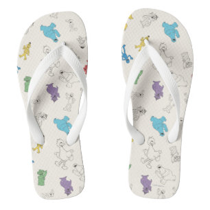 Chinelos Sésamo Street Pals Padrão Vintage Colorido