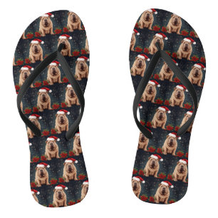 Chinelos Shar Pei Dog no Natal da Neve