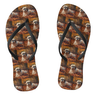 Chinelos Shih Tzu nas Folhas de Outono Caem Inspiram