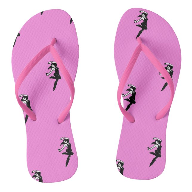 Chinelos Silhueta de dançarino em rosa (Pé da cama)