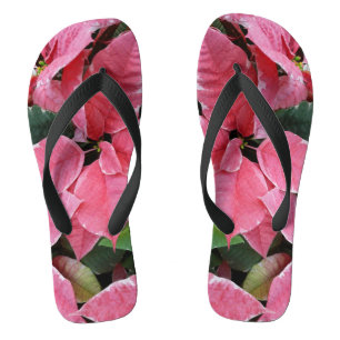 Chinelos Silver Star Marble Poinsettias Feriado Rosa Floral