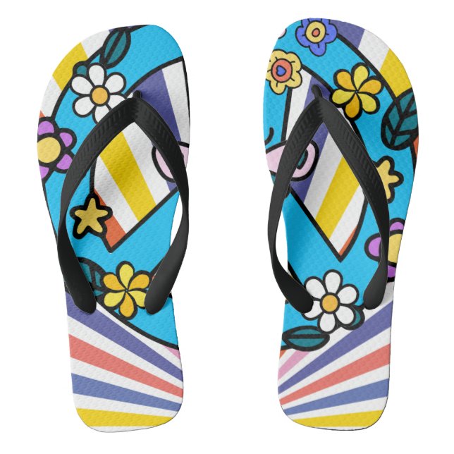 Chinelos Símbolo de Paz Retro (Pé da cama)
