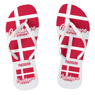 Chinelos Sinalizador Dinamarca de nome personalizado
