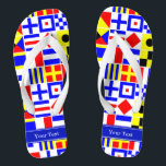 Chinelos Sinalizadores de Sinal Náutico Coloridos Nome Real<br><div class="desc">Sinalizadores de Sinal Náutico Coloridos com Rótulo de Fita Monograma de Nome Azul Real Personalize-o com seu nome, monograma ou outro texto. Você também pode alterar a fonte, alterar o tamanho da fonte e a cor da fonte, mover o texto, adicionar campos de texto adicionais etc. Quer ver isso em...</div>