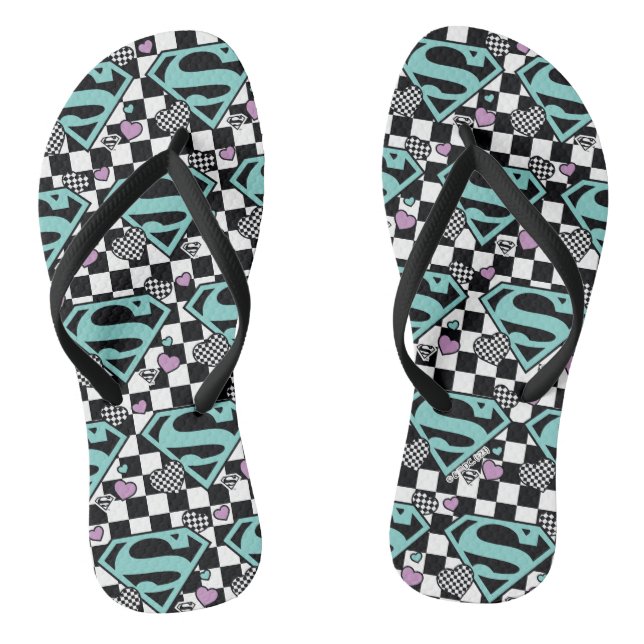 Chinelos Skater Girl Supergirl Hearts-Shield (Pé da cama)