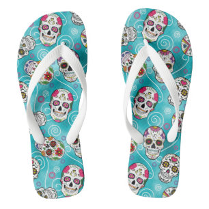 Chinelos Skulls and Swirls Turquoise ID725